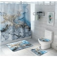 thumbnail image 3 of BSHAPPLUS® 16 Pcs Blue Gold Marble Shower Curtain Set with Non Slip Sponge Bath Mats,Waterproof Polyester Fluid Ink Shower Curtain with 12 Hooks,Luxury Bathroom Decor Set for Home Apartment Airbnb, 3 of 6