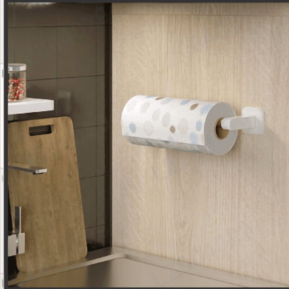 Cozival Paper Towel Holder Under Cabinet, Self-Adhesive Wall Mount No Drill Stainless Steel Kitchen Roll Dispenser, Space Saving Organizer for Kitchen