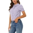 thumbnail image 4 of MODA NOVA Juniors Floral Top Peter Pan Collar Cotton Short Sleeve Shirt, 4 of 6