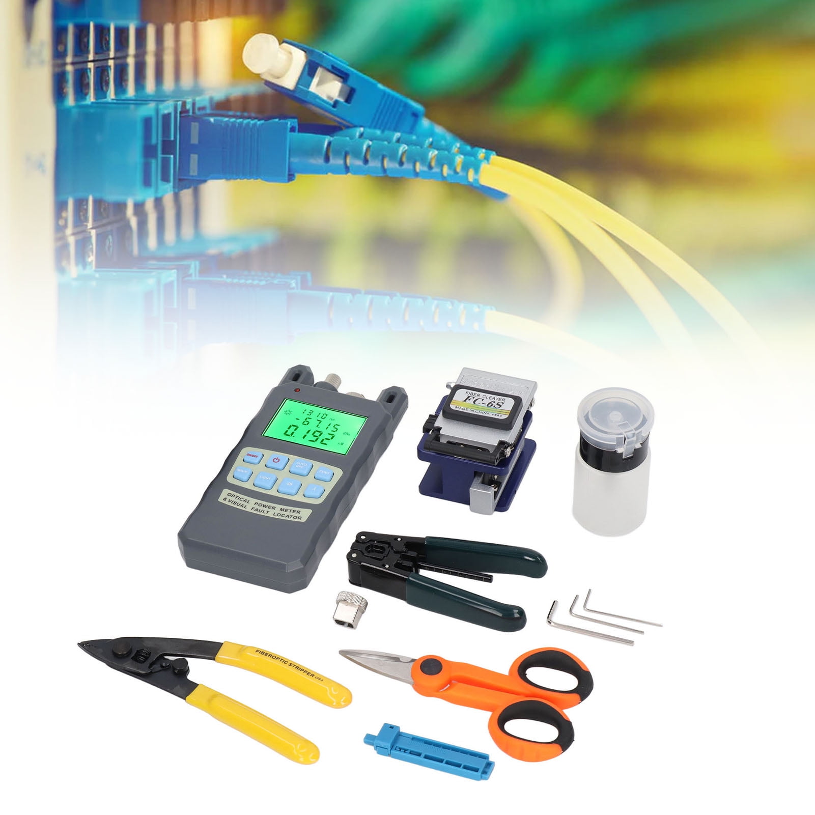 45 Pin Visual Adapter Optical Power Meter With RJ45 Test Fiber Termination Tool Kit FTTH ...