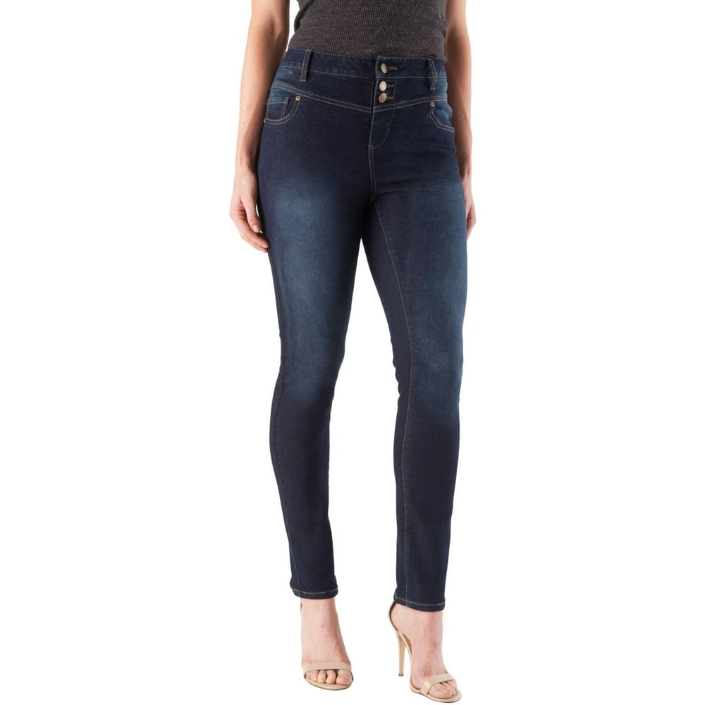 Faded Glory - Women's High Waisted Triple Tack Skinny Jeans - Walmart ...