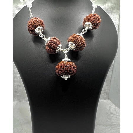Navratan Gems Multi-Mukhi Rudraksha Pendant with 14" Sterling Silver 925 Chain | 7, 8, 9, 11 Mukhi Nepali Rudraksha