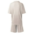 thumbnail image 5 of LISTHA Summer men short sets outfits 2 Piece Short Sleeve Polo Shirt Shorts Set men short sets outfits Casual Sport Suit Beige L, 5 of 6