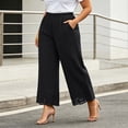 thumbnail image 5 of Pants for Women Plus Size Wide Leg Loose Fit Lightweight Elastic Waisted Pants with Pockets XL-5XL, 5 of 6