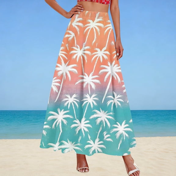 Qulqfy Womens Summer Maxi A-Line Peasant Long Skirts Boho Plus Size 100%Cotton High Waisted with Pockets Drawstring Mint Green Skirts for Women L