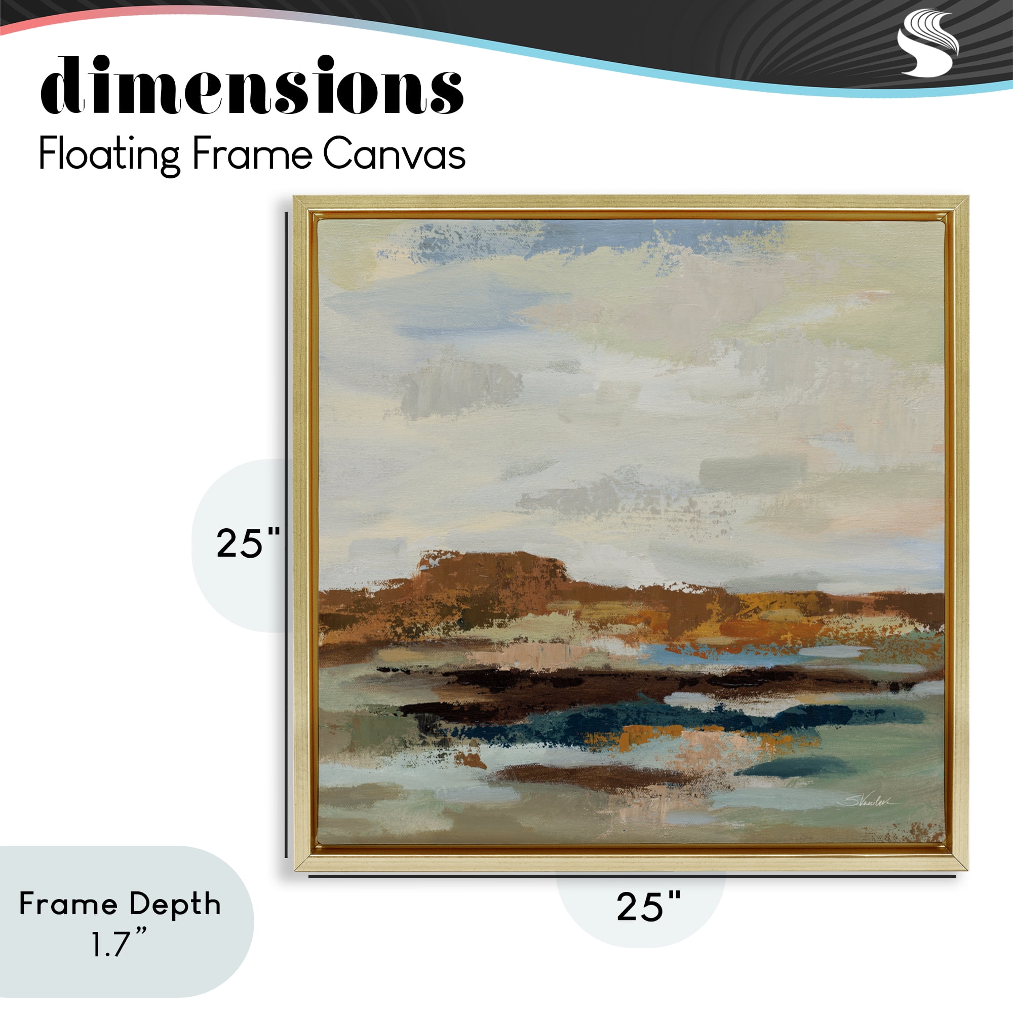 Stupell Industries American West Abstract Gold Framed Floater Canvas Wall Art, design by Silvia Vassileva