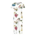 thumbnail image 4 of Pajama Sets for Women 2 Piece Floral Print Soft Cotton Short Sleeve Sleepwear V Neck Top and Capri Pants Pjs Outfits (L, White 08), 4 of 5
