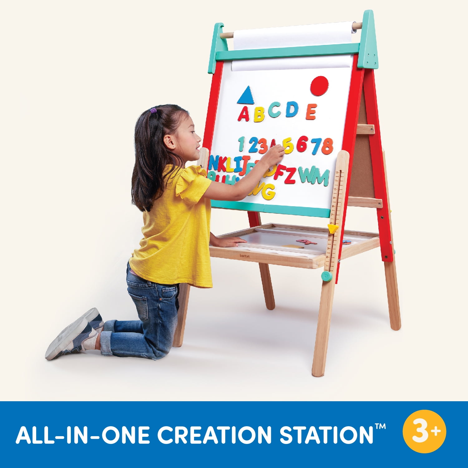 Battat All-in-One Art Easel 60 Pieces and 2-Sided Board for Toddlers Kids 3 Years Old