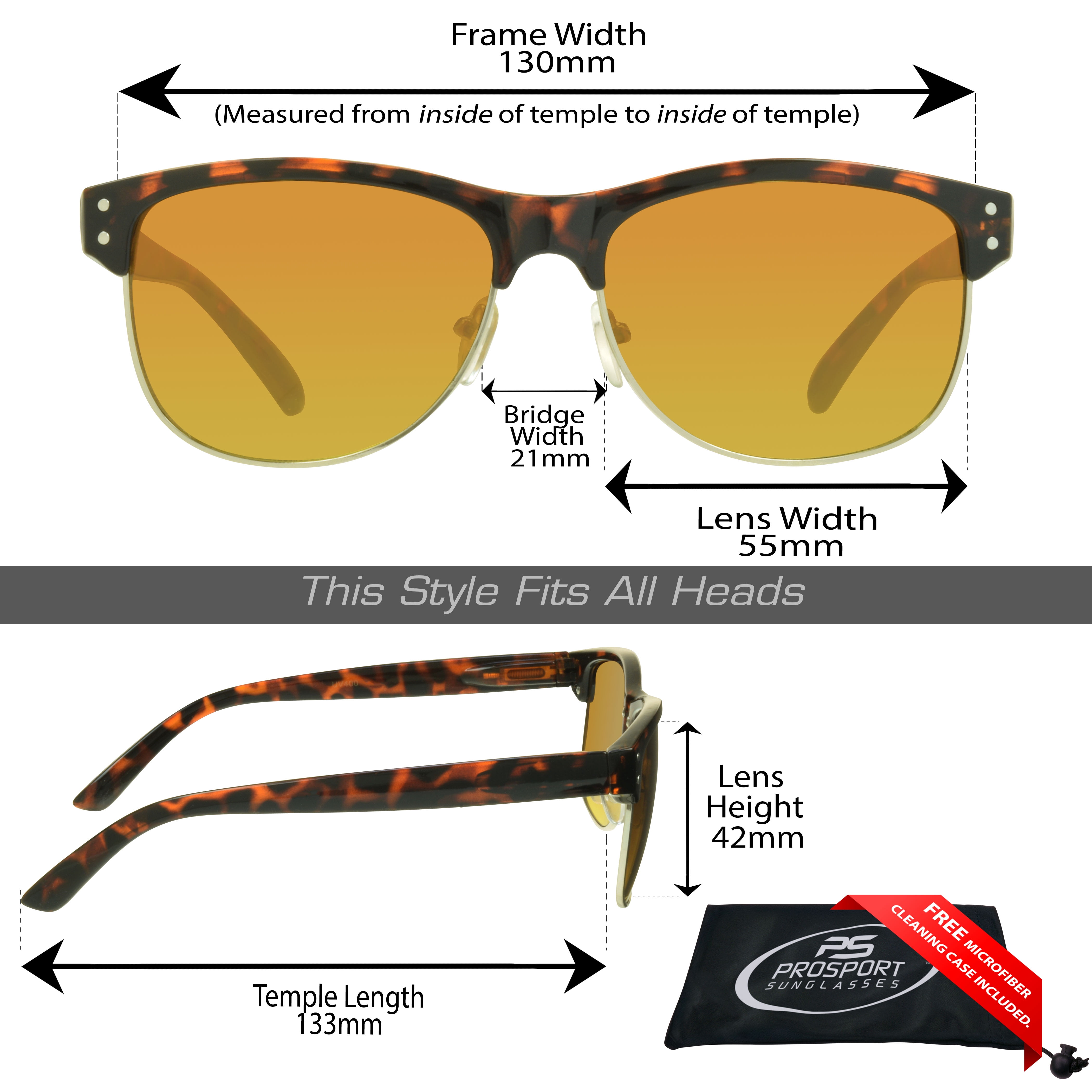 proSPORT Hd Blue Light Blocking Sunglass Men Women High Definition Amber Lens Tortoise Metal Frame