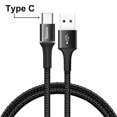 thumbnail image 1 of Cable USB tipo C con iluminación LED Baseus, cargador de carga rápida, Cable de datos Micro USB para Samsung, Xiaomi, Redmi, teléfono, Cable USBC de 3M Tan Jianjun unisex, 1 of 2