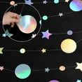 thumbnail image 7 of Iridescent Party Star Circle Dot Decoration 3 Pcs 13ft Iridescent Hanging Garland Streamer Holographic Twinkle Garland Glitter Star Bunting Banner Backdrop for Wedding Baby Shower Xmas Party Decor, 7 of 7