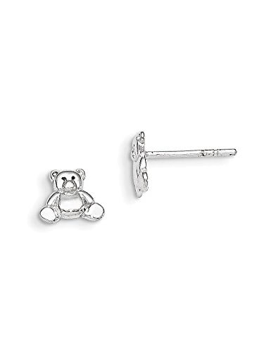 Silver Teddy Bear Ear Studs 925 Sterling Girls Jewelry