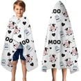 thumbnail image 3 of White Cow Moo Milk Pattern Hooded Bath Towel，50"x30" for Ages 3 To 12 Kids, Quick Dry Lightweight Soft Microfiber Hood Beach Towel Cover Up for Kids, 3 of 7