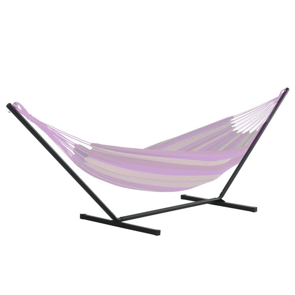 Outsunny 11.8'L Hammock Stand Extra Long Heavy Duty Straight Pole Day Bed Swing Metal Frame Simple Set Up Garden Outdoor Camping Picnic Use Black
