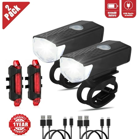 PortableOut LED Bike Front and Rear Tail Light Set, Rechargeable, Waterproof for Night Riding