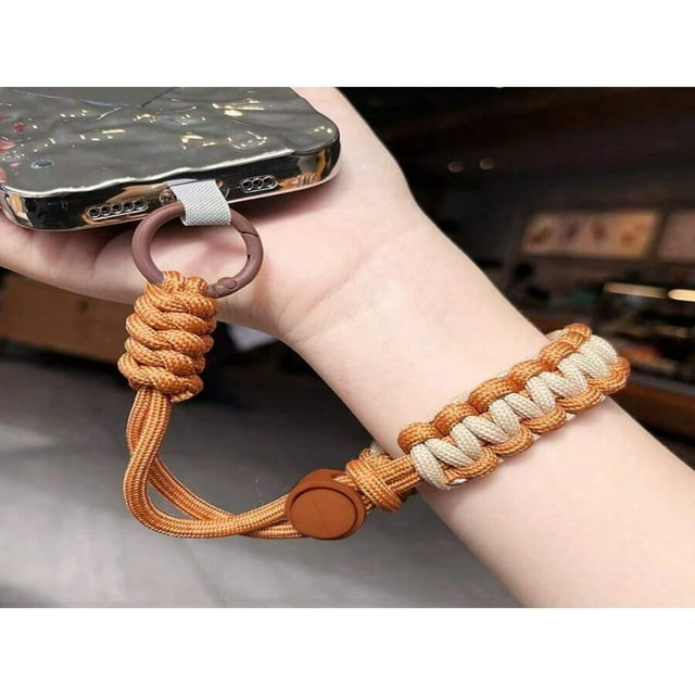 CHOK 1pc Adjustable Handmade Knitted Phone Lanyard With Portable Anti-Loss Twist Rope Pendant Trendy Short Strap For Phone Accessories And Decorations