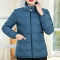 thumbnail image 6 of LEBONYARD Women's Trendy Zip-Up Hoodless Stand Collar Short Length Down Jacket Long Sleeve Solid Colored Pocket Ladies Winter Warm Puffer Jacket Coat, 6 of 6