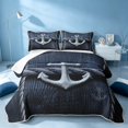 thumbnail image 2 of Erosebridal Nautical Anchor Quilt Full, Marine Full Bedspread Sets, Navy Reversible 3 Pieces, 1 Coverlet and 2 Pillowcases, 2 of 7