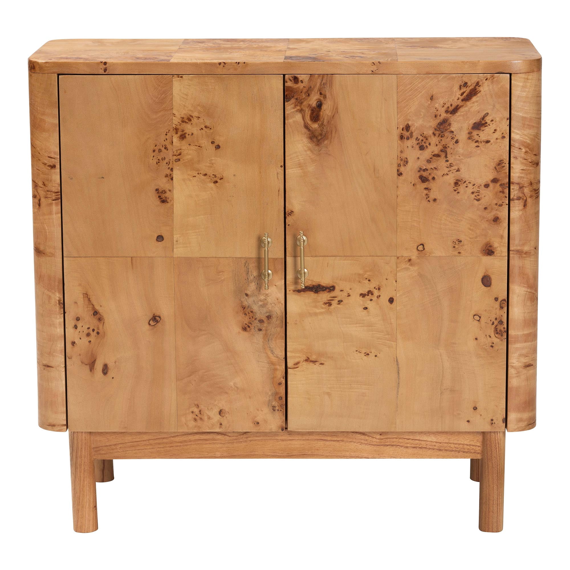 bali & pari Latika Modern Storage Cabinet, 2-Shelf, Mappa Burl
