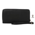 thumbnail image 2 of (Black) - AMNF RFID Blocking Womens Single Zip-Around Wristlet Wallet with Cellphone Pocket, 2 of 5
