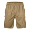 thumbnail image 4 of Aayomet Men'S Shorts Mens Solid Color Button Plus Size Casual All Match Shorts Fashionable Woven Cargo Pants 6 Foam Yellow,3XL, 4 of 4