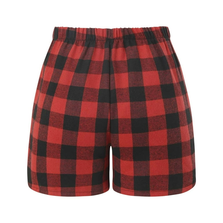 Pyjama Shorts Boys Red Checked Pyjamas CZHQWE Girls Pajamas Shorts