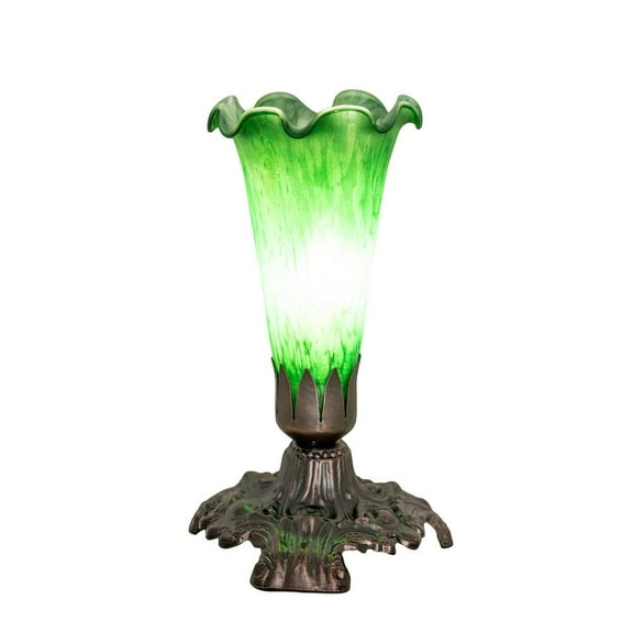 Meyda Lighting 7" High Green Tiffany Pond Lily Victorian Mini Lamp