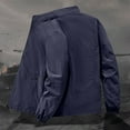 thumbnail image 3 of WTOBBY Men's Workwear Style Utility Jacket, Heavy-Duty Zippered Hooded Windbreaker with Multiple Pockets, Outdoor Tactical Water-Resistant Coat,Dark Blue L, 3 of 3
