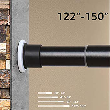 Room Divider Tension Curtain Rod Shower Window No Drilling Very Secure 122 150 Inch Black Com Room Divider Tension Curtain Rod, Room Divider Curtain Rod