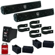 Wet Sounds - Two Stealth 6 Surge Amplified Soundbars with 1.75" Pipe Mounting Hardware & WW-BTRS Bluetooth Rocker Switch