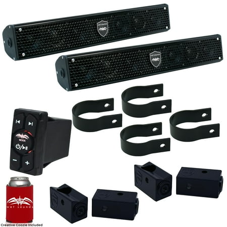 Wet Sounds - Two Stealth 6 Surge Amplified Soundbars with 1.75" Pipe Mounting Hardware & WW-BTRS Bluetooth Rocker Switch