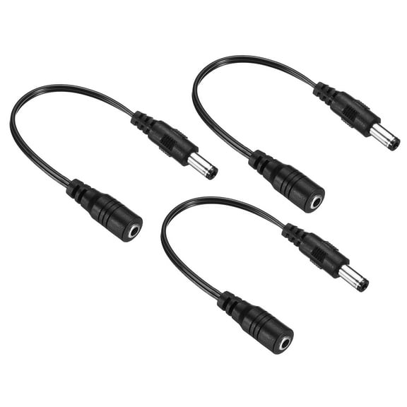 Uxcell DC 3.5x1.35mm Female to 5.5x2.5mm Male Extension Cable Adapter Cord Black 3 Pack