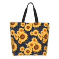 thumbnail image 1 of Disketp Navy Blue Plaid Sunflower Bolsa Tote Estampada para Mujer, Bolso de Hombro y de Mano para Compras y Viajes, 1 of 8