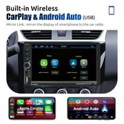 ESSGOO Wireless 7 Car Stereo Apple Carplay & Android Auto, 5.0 Bluetooth Car Radio Receiver, Mirror Link,Supported Rear Camera FM Radio Type-C/USB Fast Charging