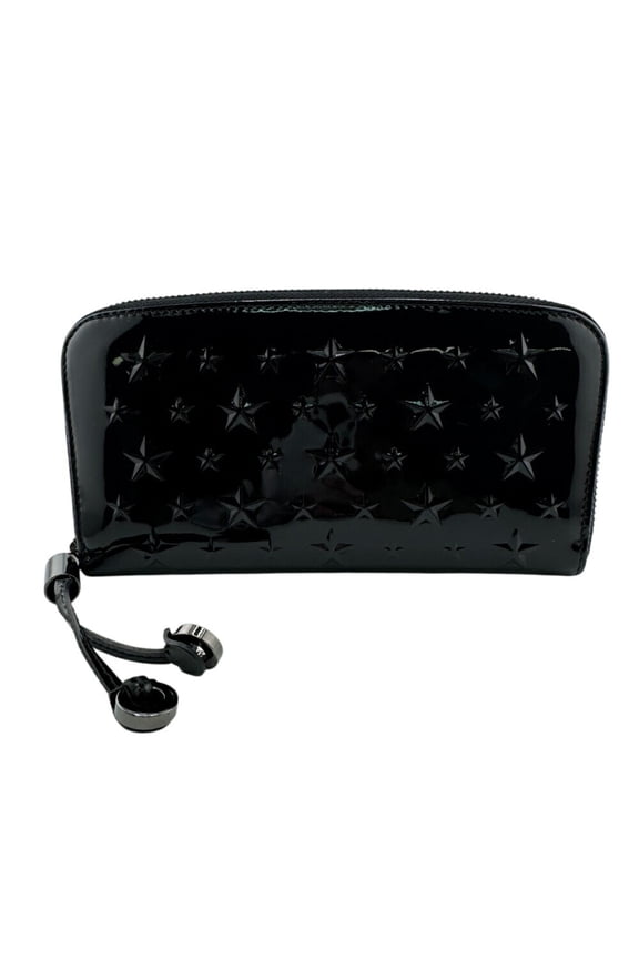 Pre-Owned JIMMY CHOO Round Zip Long Wallet Black Women's (Good)