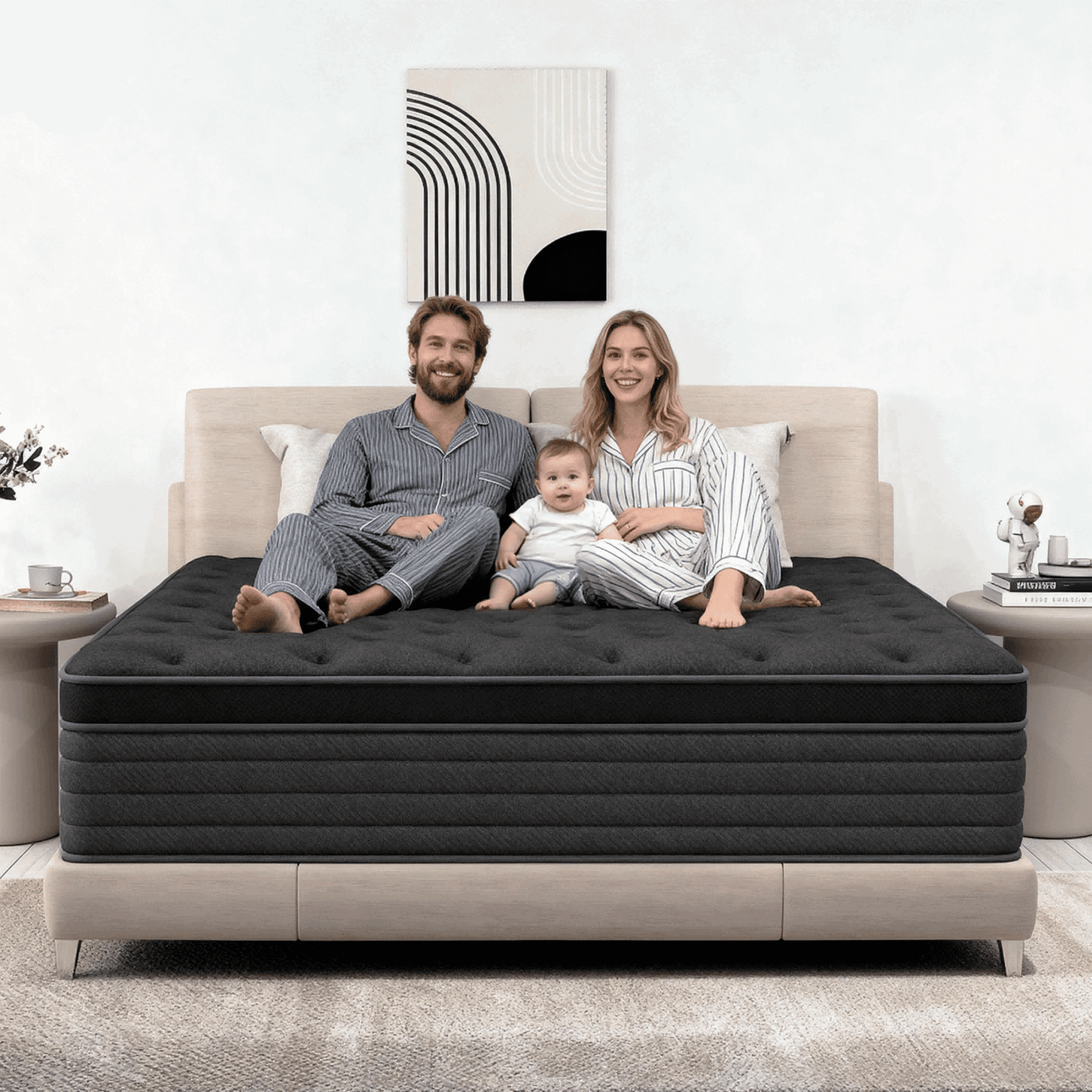 SILENCE MANGO 14 Inch Twin Size Euro Top Hybrid Mattress, Medium Firm, Grey, Bed in a Box, Individual Pocket Springs, Back & Lumbar Support, Motion Isolation, Pressure Relief
