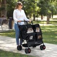 thumbnail image 4 of Gymax Poussette Double pour Animaux avec Porte-Bébé 2 Places, Pare-Soleil Réglable, Coussinet Amovible, 4 of 10