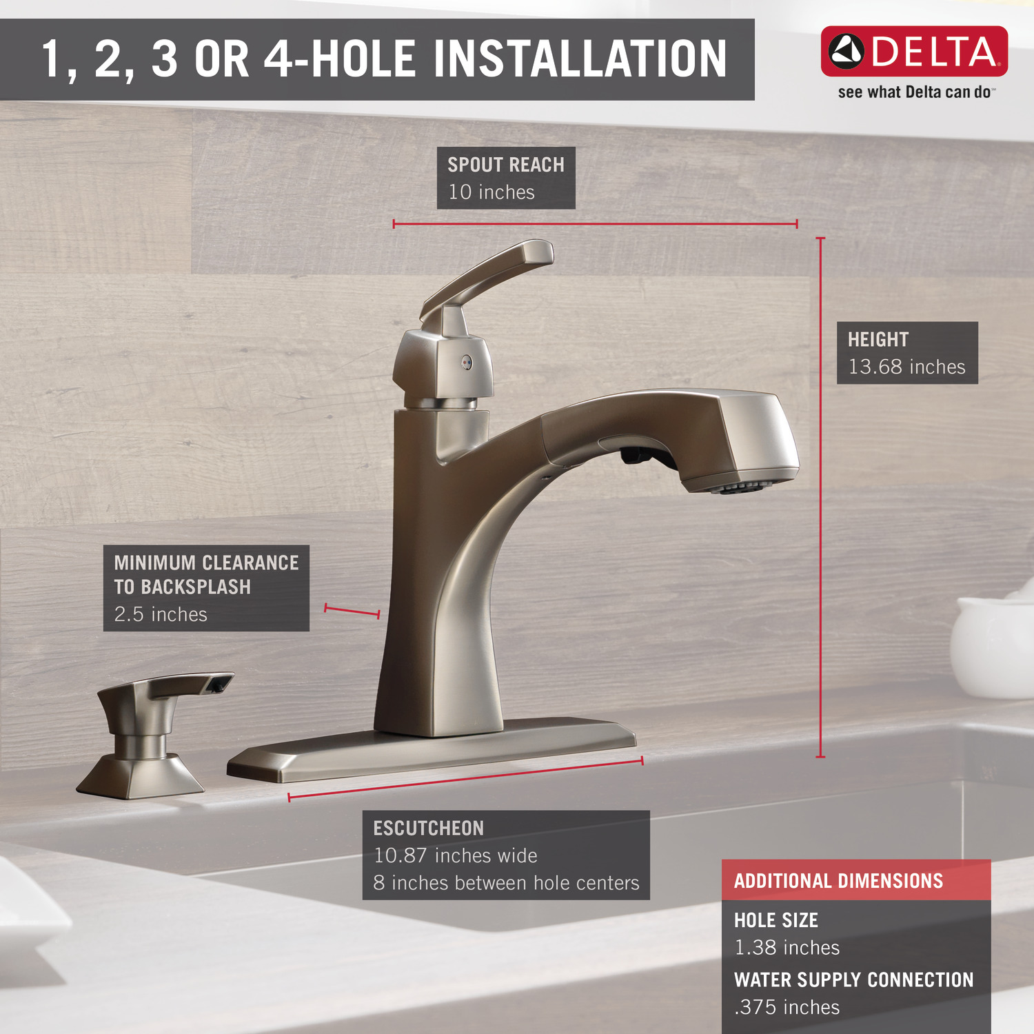 Delta Montauk Single Handle Pull-Out Kitchen Faucet with Soap Dispenser in SpotShield Stainless 16959-SPSD-DST - image 3 of 12