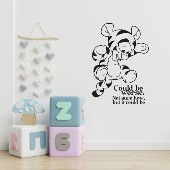 Could Be Worse. Not Sure How But It Could Be Cute Baby Tigger Quote Vinyl Wall Sticker Wall Decal Wall Art Décor Home Room Kids Room Boys Girls Room Pooh Lover Living Room Decoration Size (20x14 inch)
