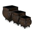 thumbnail image 2 of Cheungs Set of 3 metal planter with square top and curved fleur de lis patterned body, 2 of 5