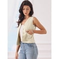 thumbnail image 4 of DARING DIVA Women's Tweed V Neck Sleeveless Button Down Waistcoat XS Beige, 4 of 6