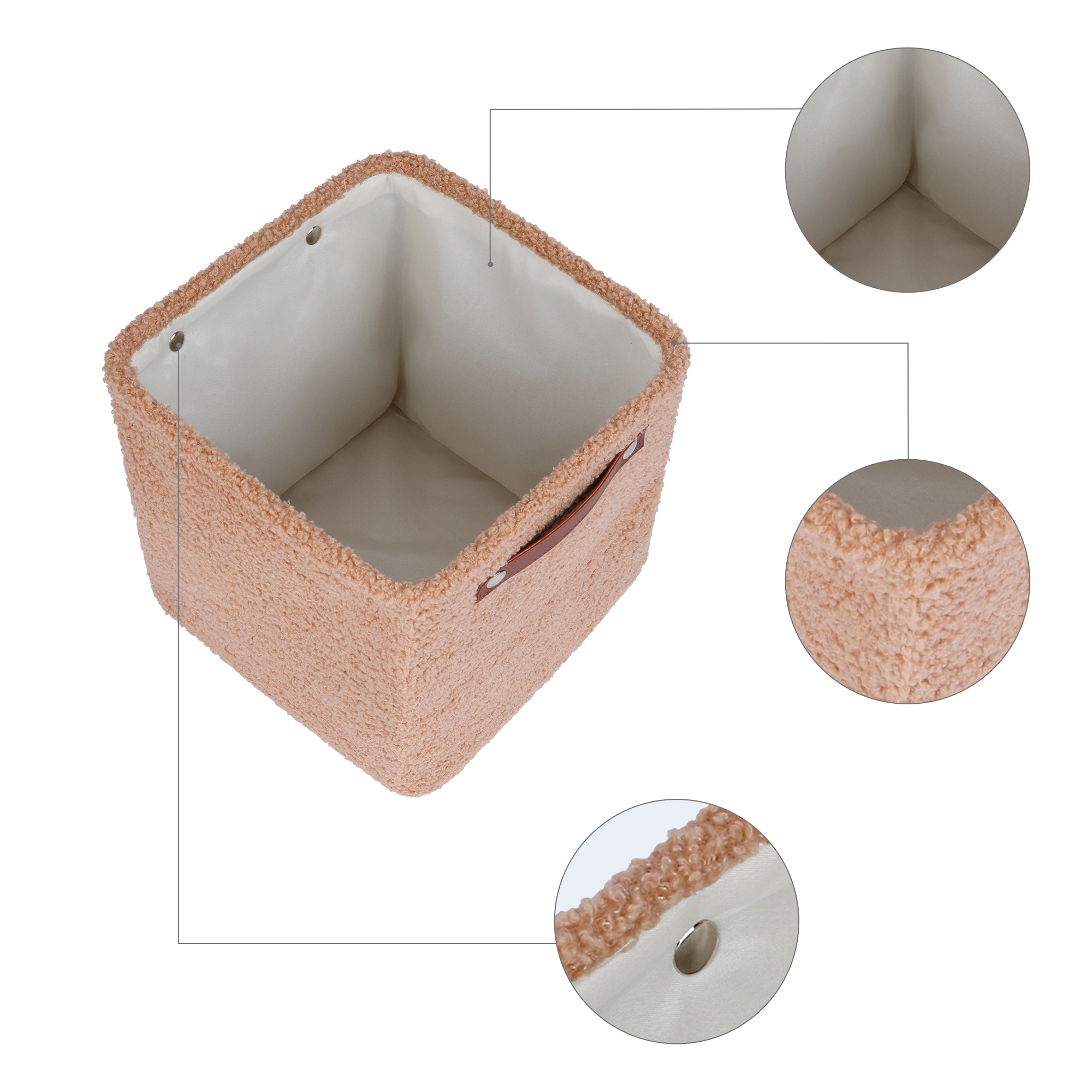 Unique Bargains 3 Packs Collapsible Cotton Storage Bin with Handles Caramel