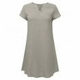 thumbnail image 2 of Jophufed Womens Summer Dresses Plus Size Short Sleeve V-Neck Casual Hot Vacation Solid Color Party Beach Mini Shirt Dress, 2 of 8