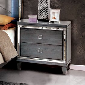 Deanna 2 Drawer Nightstand Black Velvet And Metallic Walmart Com Walmart Com