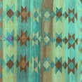 thumbnail image 1 of Ahgly Company Machine Washable Indoor Square Southwestern Turquoise Blue Country Area Rugs, 5' Square, 1 of 4
