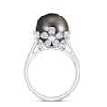 thumbnail image 3 of Rosec Jewels Real Tahitian Black Pearl Engagement Ring with Diamond - Pearl Flower Ring - 10 mm - AAA Quality - with Jewelry Box, 10K White Gold, US 6.50, 3 of 9