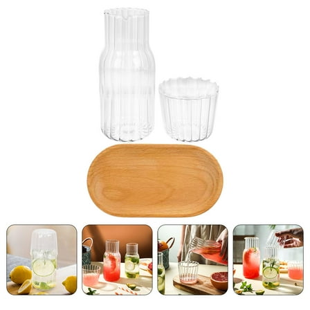 Masteelf  Mouthwash Container Night Stand Water Glass with Cup Jug for Tray Carafe