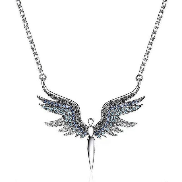 Collar de acero de titanio con alas de ángel para mujer, cadena de clavícula con alas creativas, moda --- Código de producto 45555