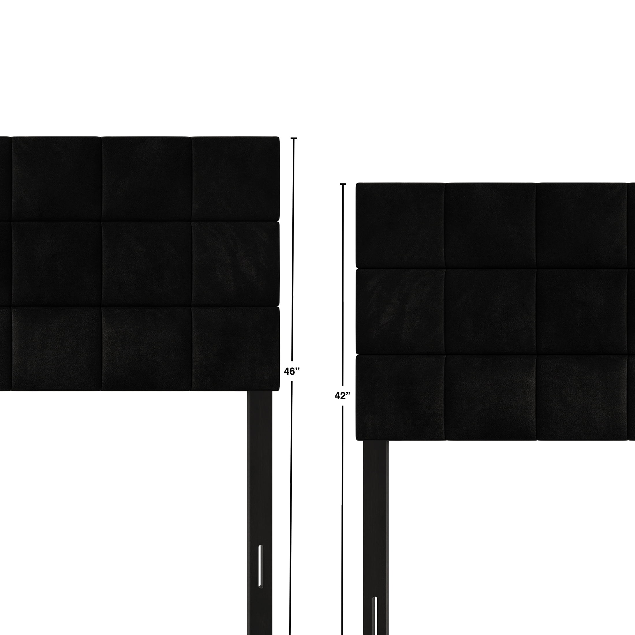 Castle Place Classic Sqaure Tufted Velvet Upholstered Full Headboard, Black