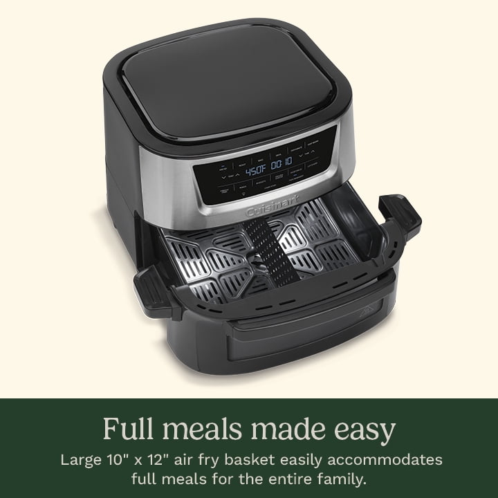 Cuisinart Air Fryer, 9-Quart Basket Stainless Steel Fryer Oven with 6 Presets to Roast, Bake, Broil, Air Fry, Dehydrate and Keep Warm, Dishwasher-Safe Parts, Quick & Easy Meals, AIRX-221, Black